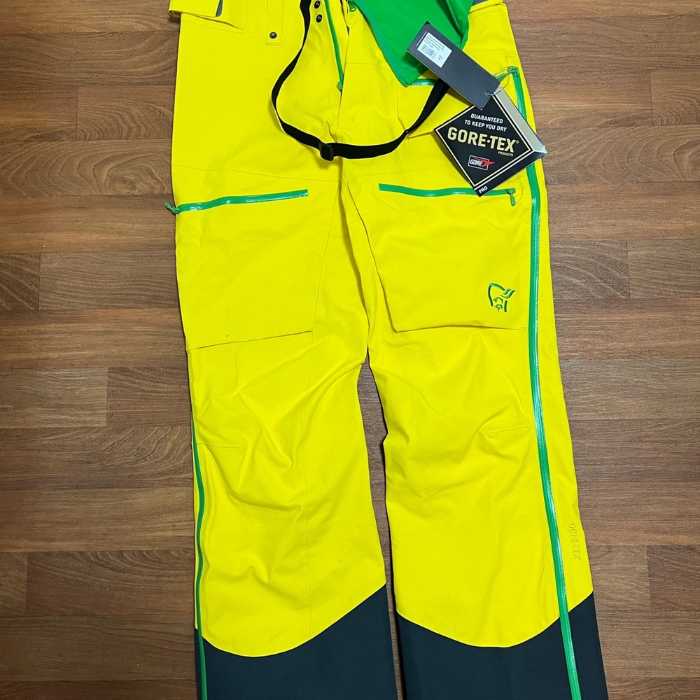 Norrona Men’s XL Yellow Gore-Tex Ski Pants